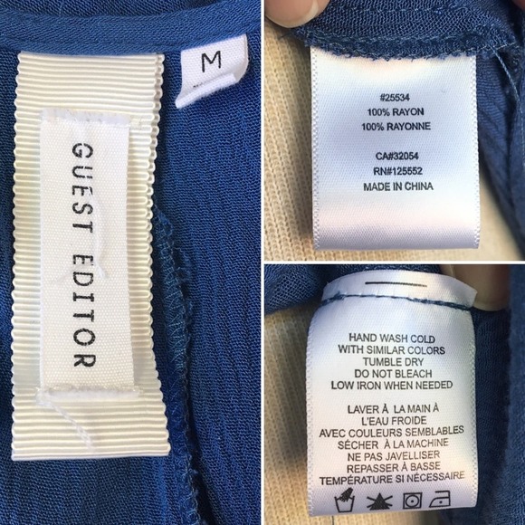 Guest Editor blue tiered ruffle sleeve blouse M - Picture 6 of 6